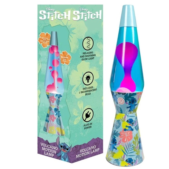 Disney Other - NIB Disney Stitch 16" Lava Motion Volcano Lamp, Pink Wax in Purple Liquid